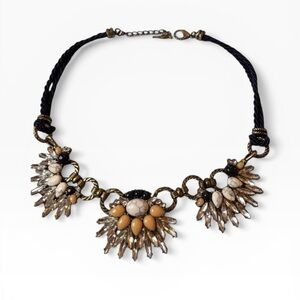 Chloe+Isabel Brass Howlite& Rhinestone Convertible Interchangeable necklace NWOT